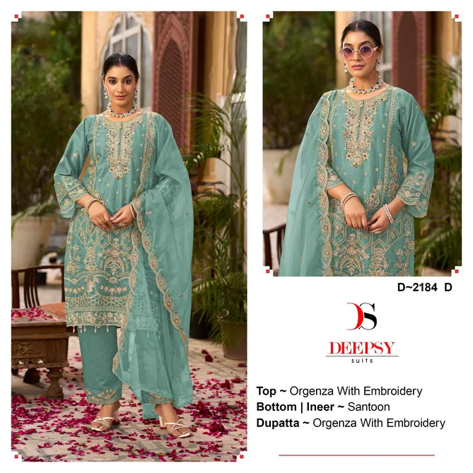 D 2184 A To D By Deepsy Organza Pakistani Suits Wholesale Shop In Surat